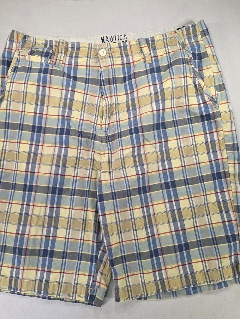 Dockers Flat Front Plaid Design Shorts Cotton Men's 36